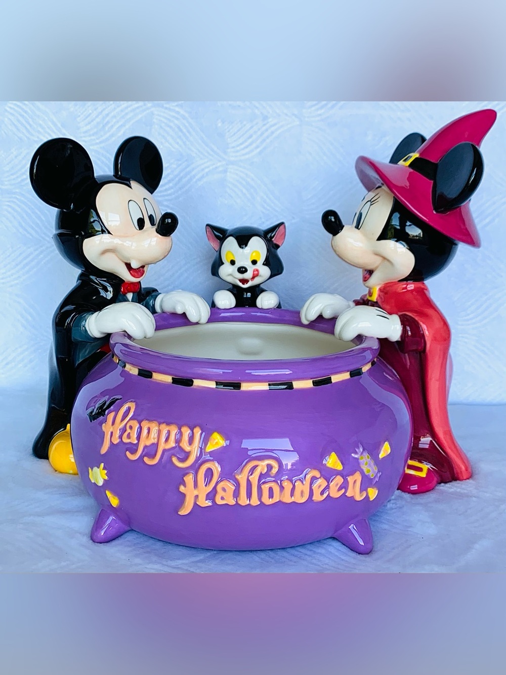 Disney Store Mickey Mouse Minnie Mouse Figaro Halloween Candy Dish